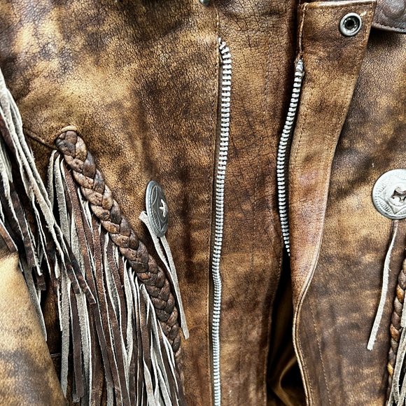 COPY - VINTAGE WESTERN FRINGE HEAVYWEIGHT LEATHER JACKET - Picture 2 of 10